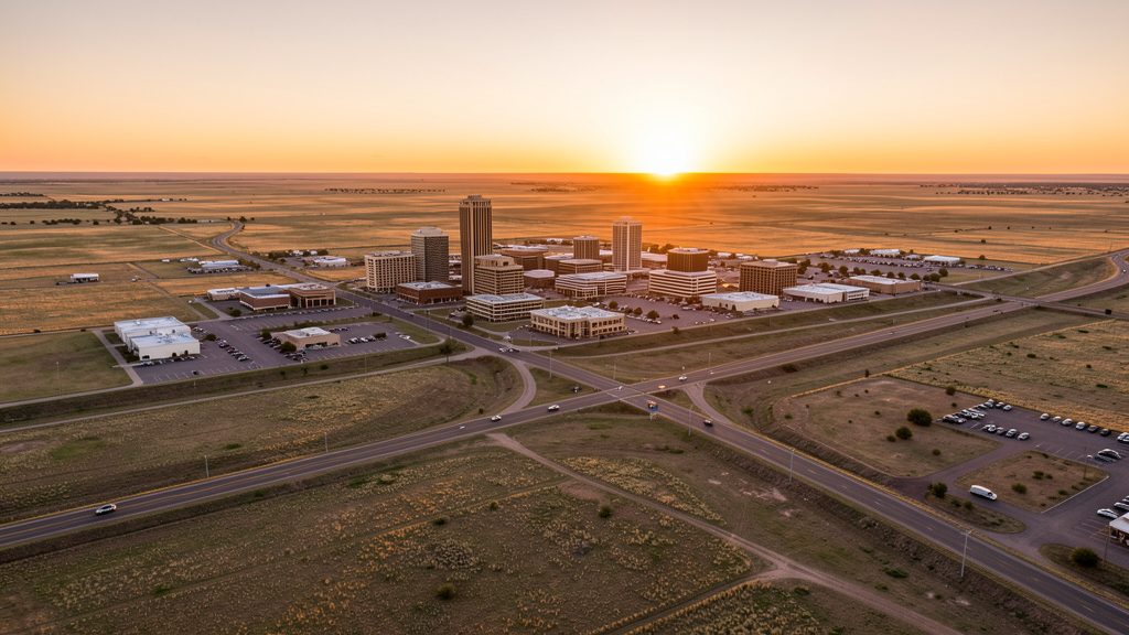 Aerial view of Amarillo, TX showing the local landscape and terrain relevant to drone survey operations