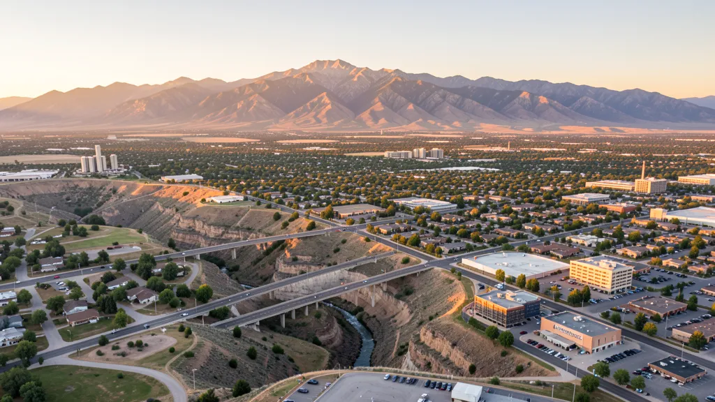 Aerial view of American Fork, UT showing the local landscape and terrain relevant to aerial imaging operations