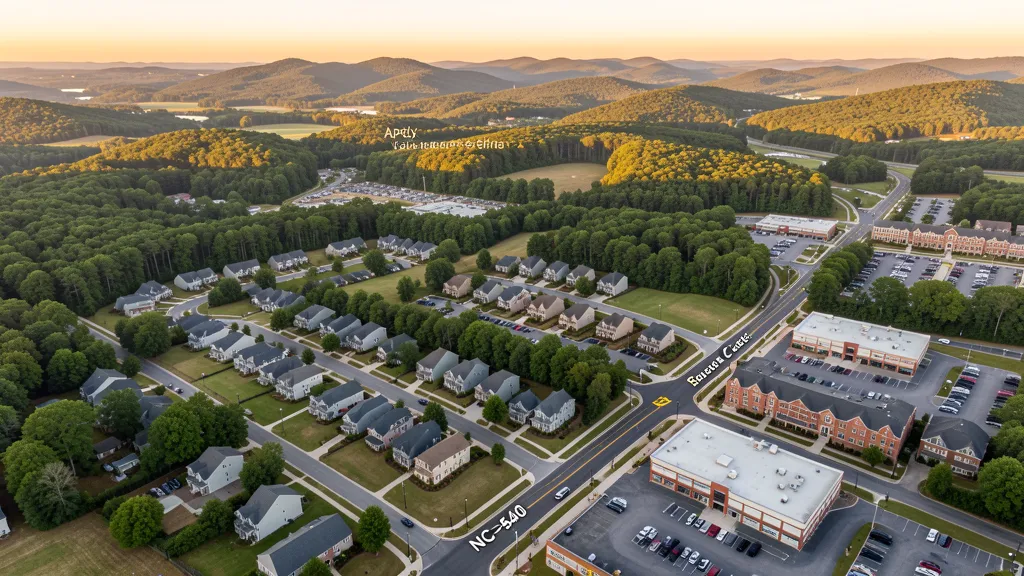 Aerial view of Apex, NC showing the local landscape and terrain relevant to drone survey operations