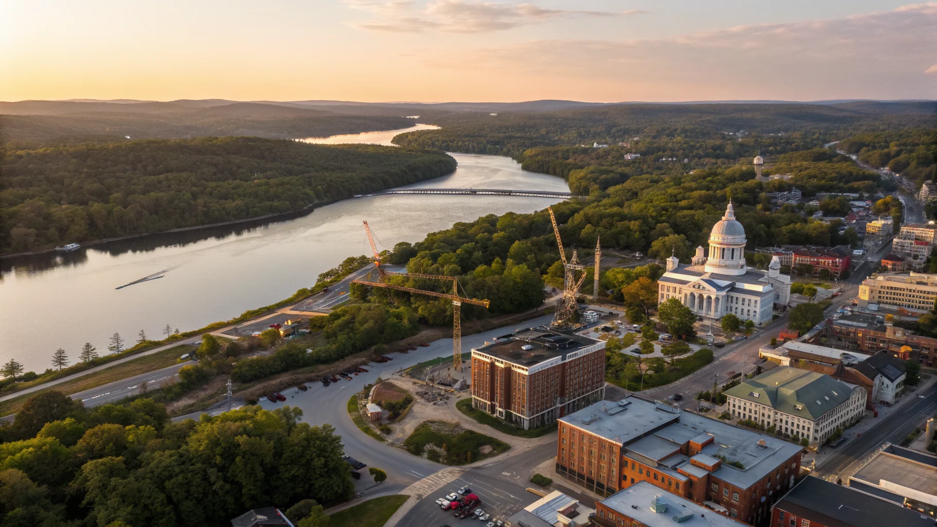 Aerial view of Augusta, ME showing the local landscape and terrain relevant to aerial imaging operations