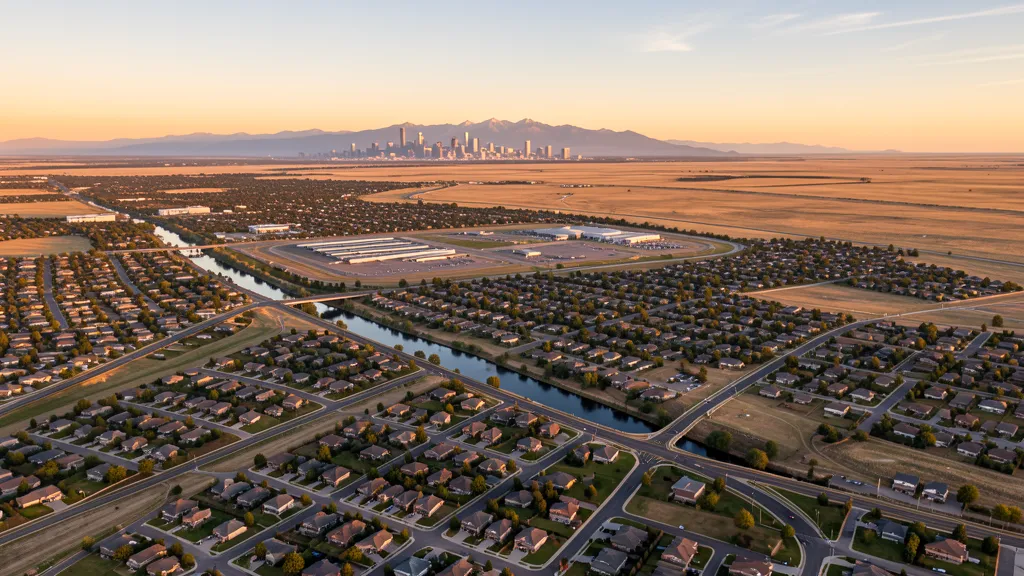 Aerial view of Aurora, CO showing the local landscape and terrain relevant to aerial imaging operations