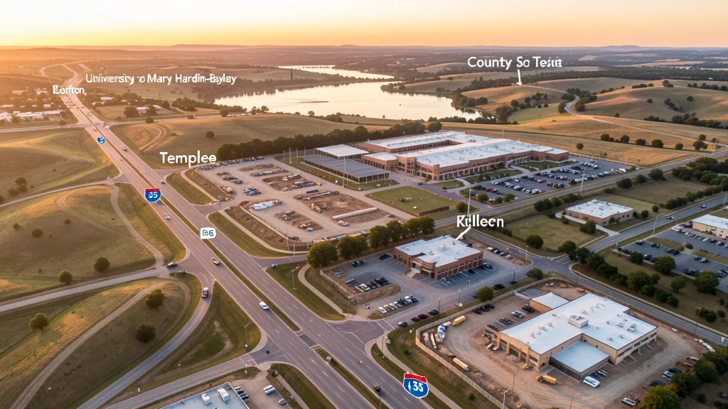 Aerial view of Belton, TX showing the local landscape and terrain relevant to aerial imaging operations
