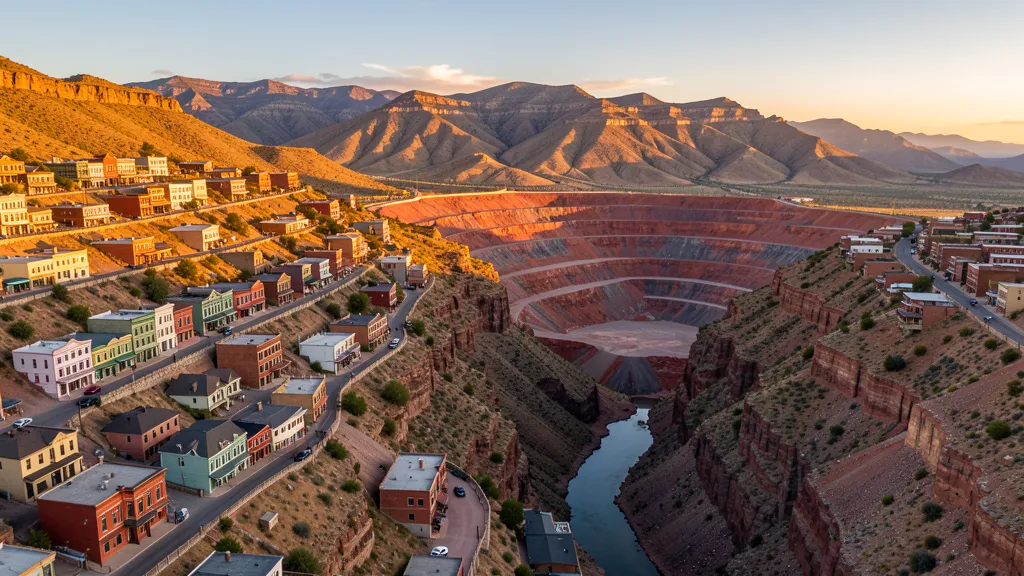 Aerial view of Bisbee, AZ showing the local landscape and terrain relevant to aerial imaging operations