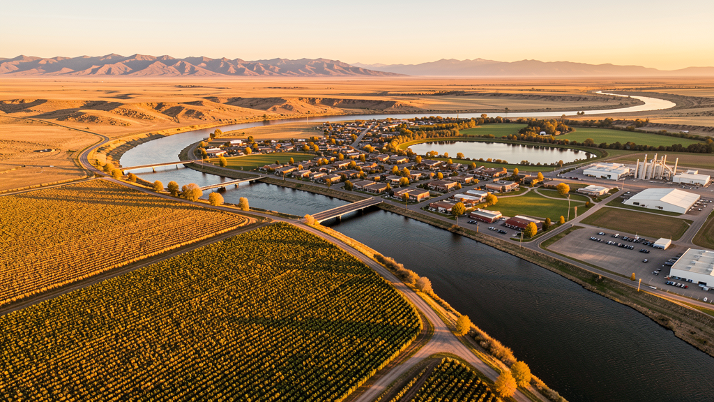 Aerial view of Blackfoot, ID showing the local landscape and terrain relevant to drone survey operations
