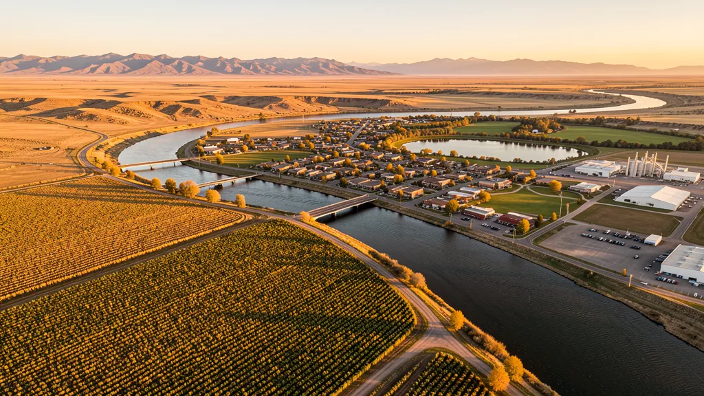 Aerial view of Blackfoot, ID showing the local landscape and terrain relevant to aerial imaging operations
