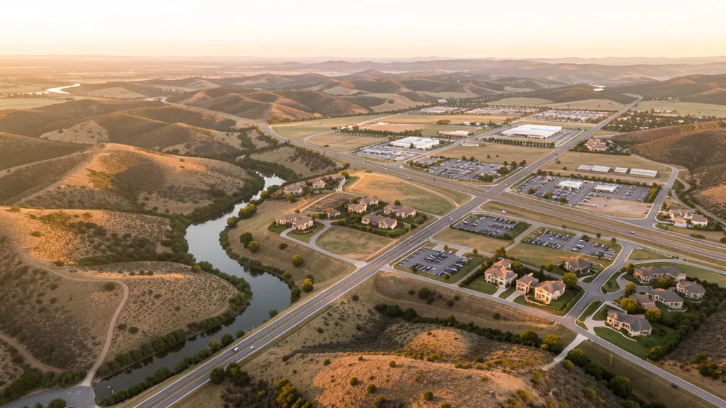 Aerial view of Boerne, TX showing the local landscape and terrain relevant to aerial imaging operations