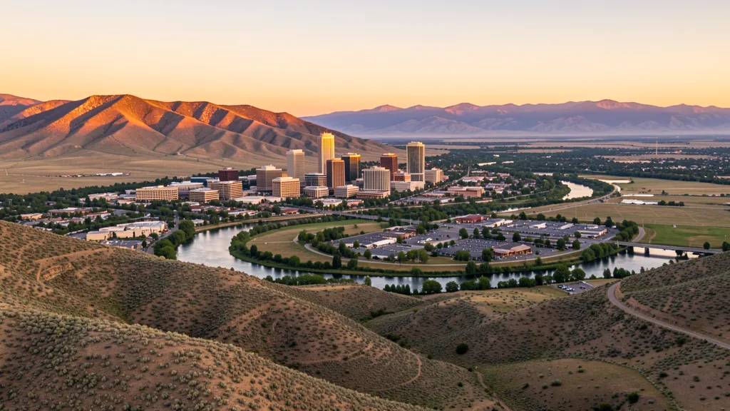 Aerial view of Boise, ID showing the local landscape and terrain relevant to aerial imaging operations