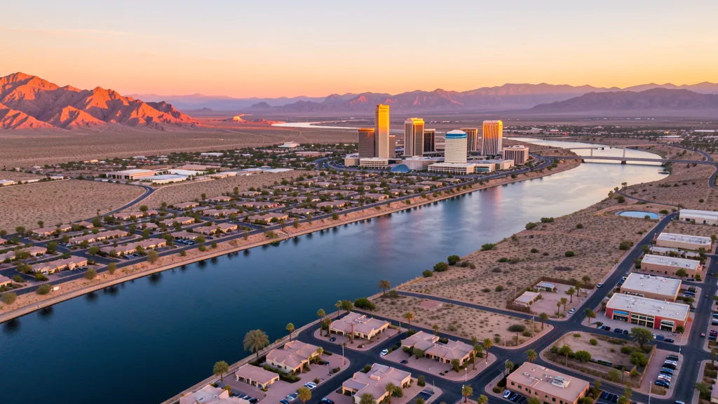 Aerial view of Bullhead City, AZ showing the local landscape and terrain relevant to aerial imaging operations