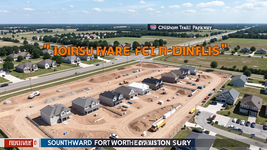 aerial imaging in progress at a construction site in Burleson, TX with local terrain visible