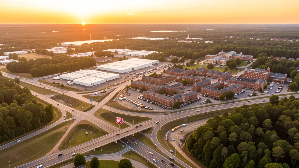 Aerial view of Burlington, NC showing the local landscape and terrain relevant to drone survey operations