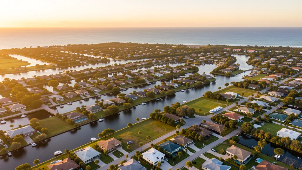 Aerial view of Cape Coral, FL showing the local landscape and terrain relevant to drone survey operations