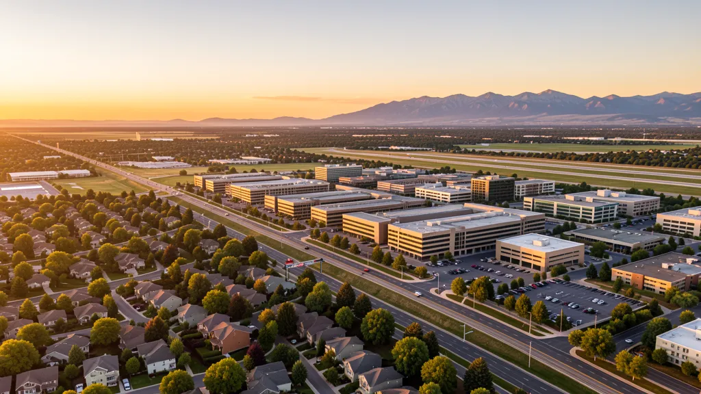Aerial view of Centennial, CO showing the local landscape and terrain relevant to aerial imaging operations