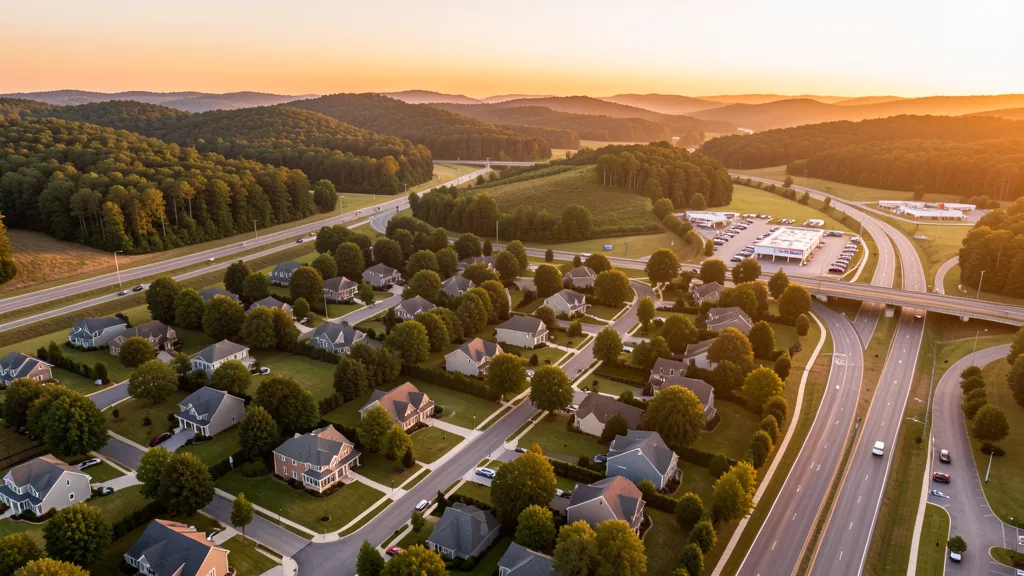 Aerial view of Clemmons, NC showing the local landscape and terrain relevant to drone survey operations