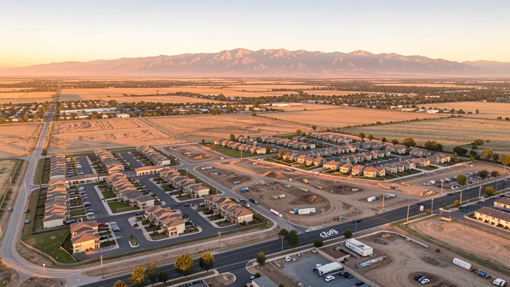Aerial view of Clovis, CA showing the local landscape and terrain relevant to drone survey operations