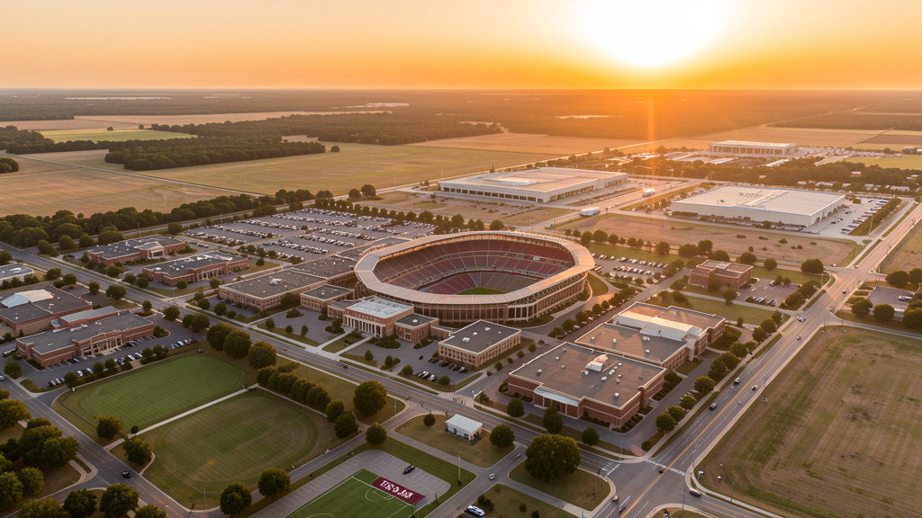 Aerial view of College Station, TX showing the local landscape and terrain relevant to drone survey operations