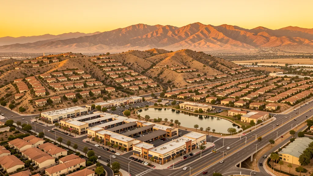Aerial view of Corona, CA showing the local landscape and terrain relevant to drone survey operations