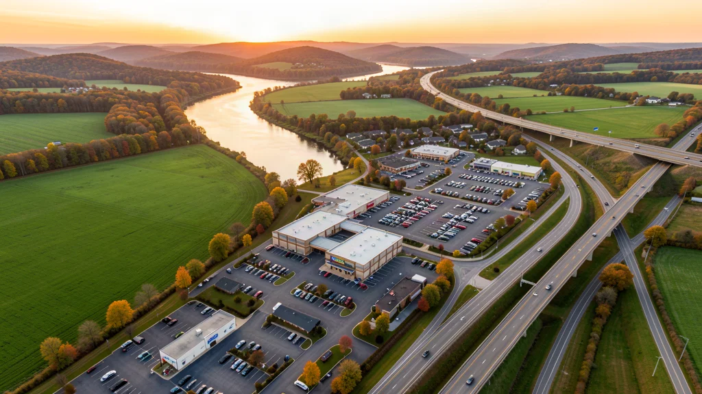 Aerial view of Derry, NH showing the local landscape and terrain relevant to aerial imaging operations