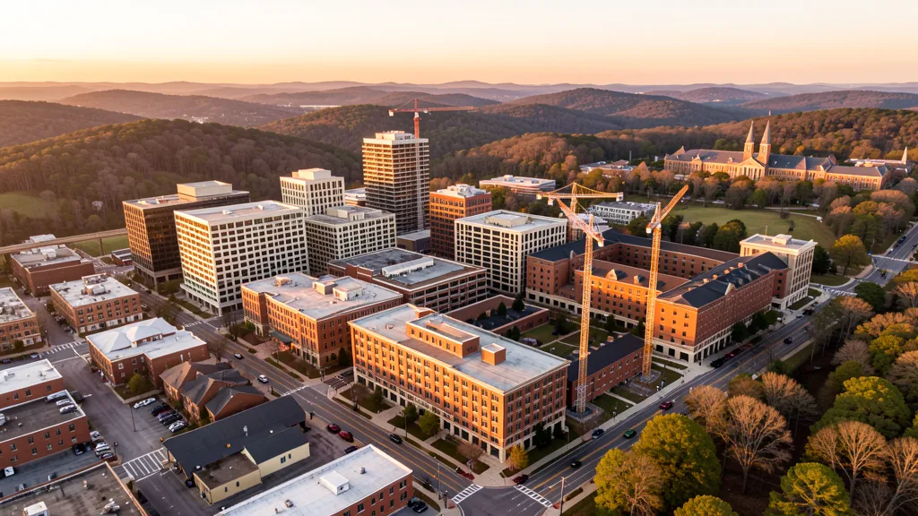 Aerial view of Durham, NC showing the local landscape and terrain relevant to drone survey operations