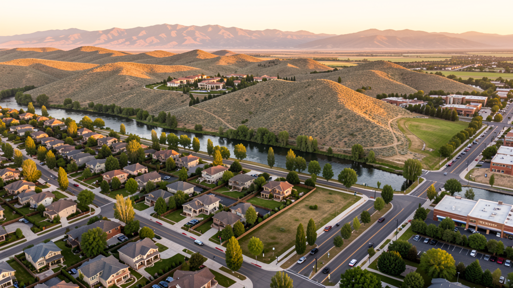Aerial view of Eagle, ID showing the local landscape and terrain relevant to drone survey operations