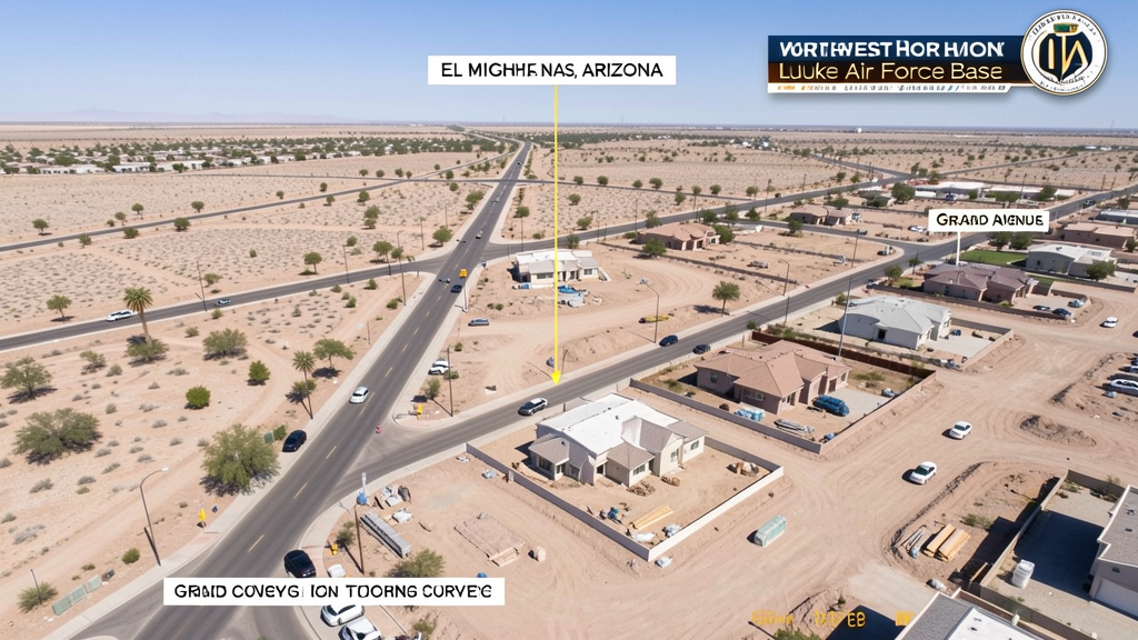 Drone survey in progress at a construction site in El Mirage, AZ with local terrain visible