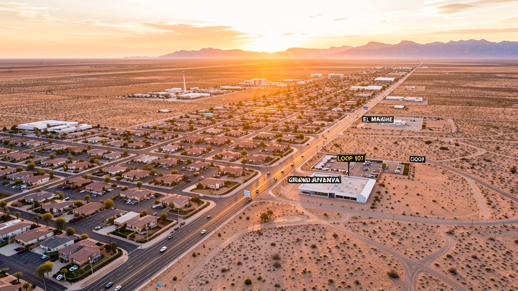Aerial view of El Mirage, AZ showing the local landscape and terrain relevant to drone survey operations