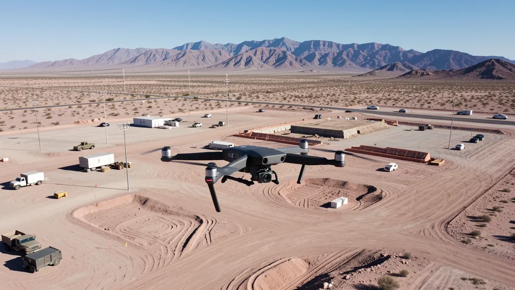 aerial imaging in progress at a construction site in El Paso, TX with local terrain visible