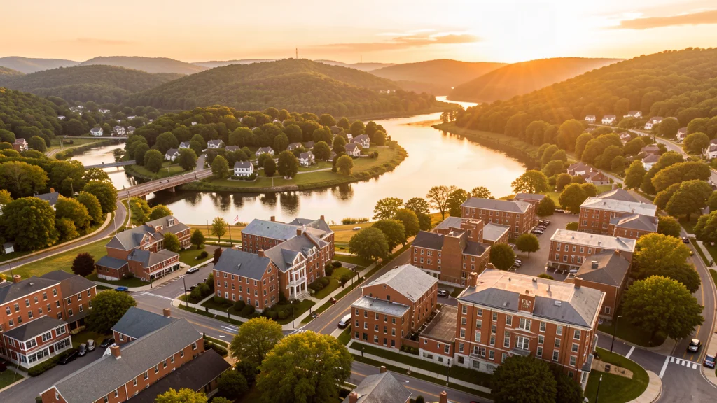 Aerial view of Ellicott City, MD showing the local landscape and terrain relevant to aerial imaging operations
