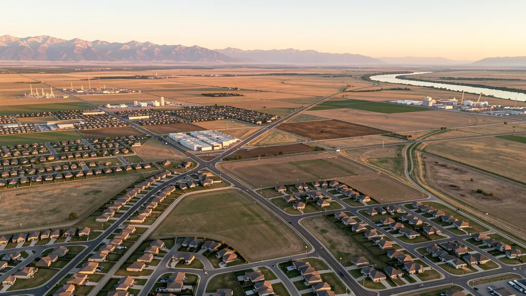Aerial view of Evans, CO showing the local landscape and terrain relevant to aerial imaging operations