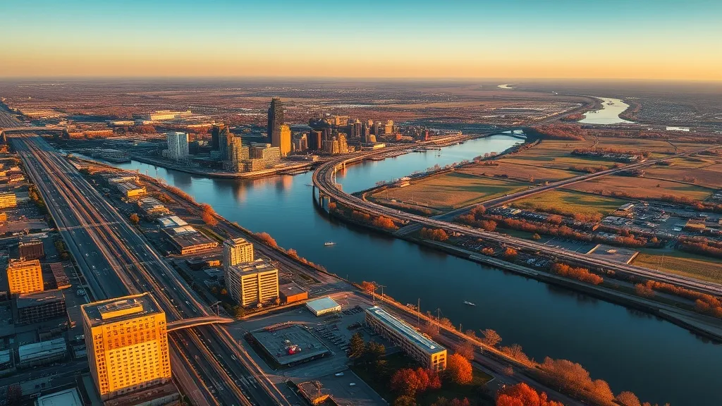 Aerial view of Findlay, OH showing the local landscape and terrain relevant to aerial imaging operations