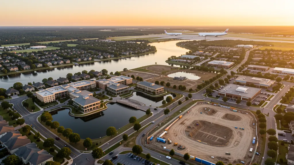 Aerial view of Flower Mound, TX showing the local landscape and terrain relevant to aerial imaging operations