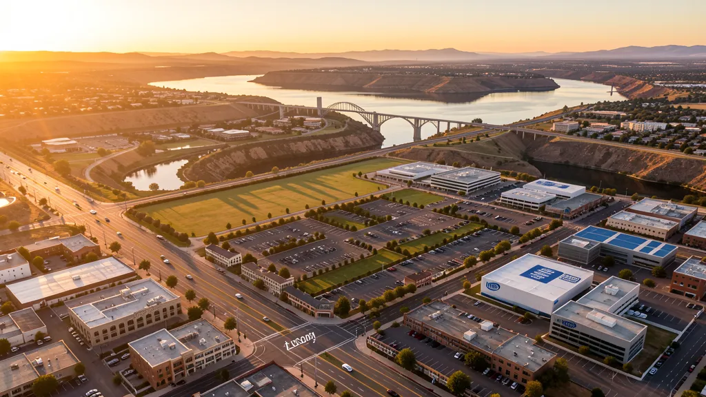 Aerial view of Folsom, CA showing the local landscape and terrain relevant to drone survey operations