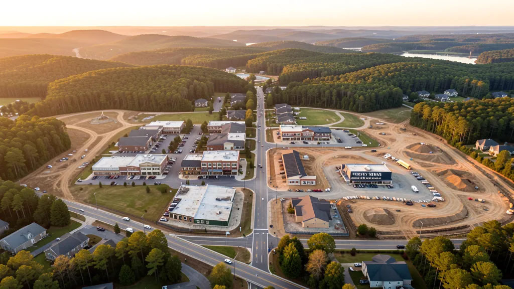 Aerial view of Fuquay-Varina, NC showing the local landscape and terrain relevant to drone survey operations