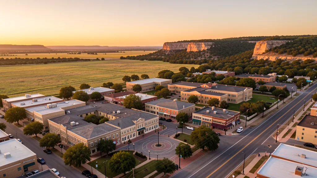 Aerial view of Georgetown, TX showing the local landscape and terrain relevant to aerial imaging operations