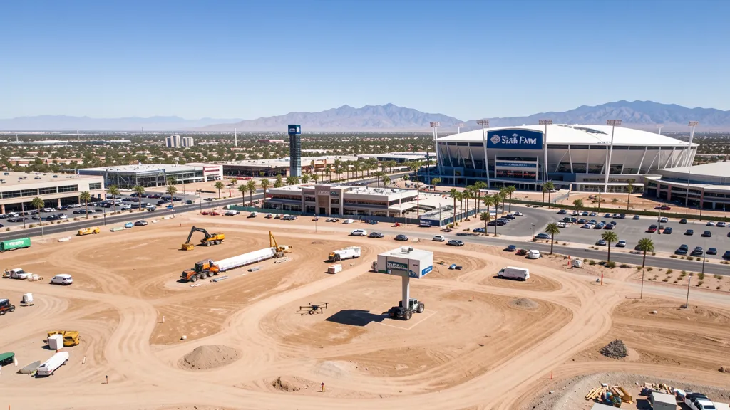aerial imaging in progress at a construction site in Glendale, AZ with local terrain visible