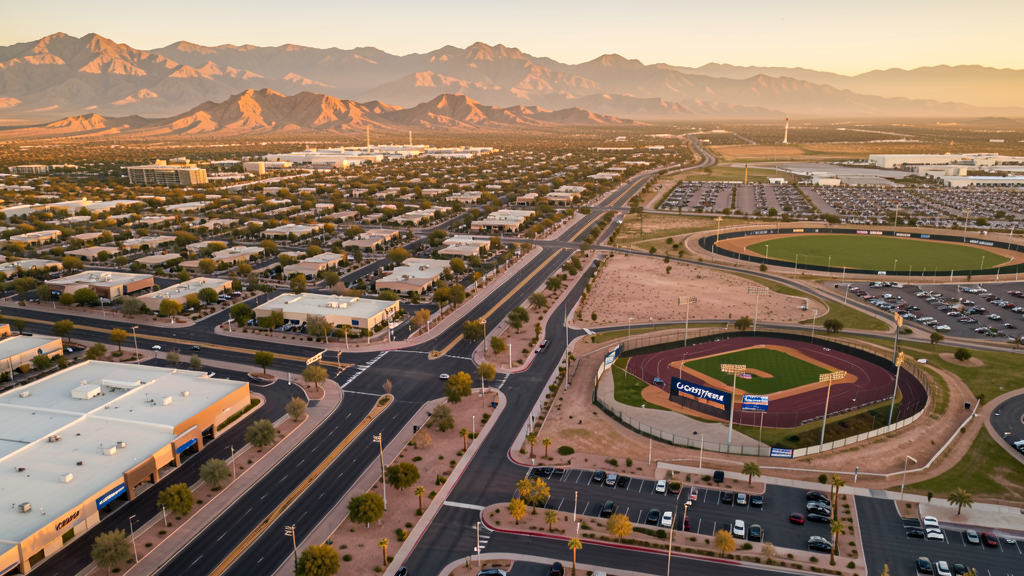 Aerial view of Goodyear, AZ showing the local landscape and terrain relevant to drone survey operations