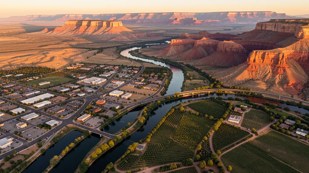 Aerial view of Grand Junction, CO showing the local landscape and terrain relevant to aerial imaging operations