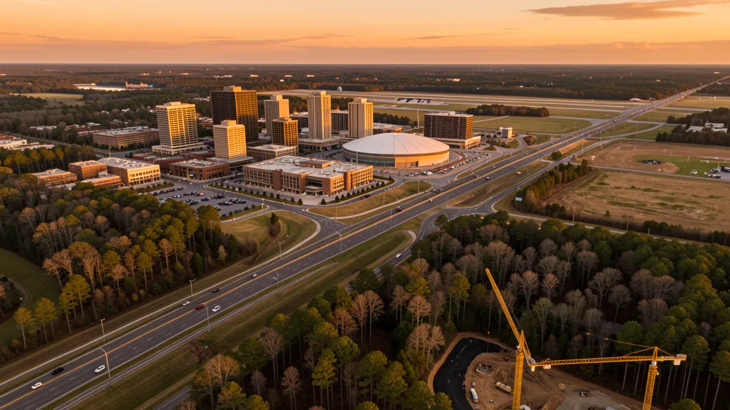 Aerial view of Greensboro, NC showing the local landscape and terrain relevant to drone survey operations