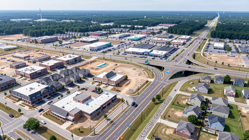 Aerial view of Harrisburg, NC showing the local landscape and terrain relevant to drone survey operations