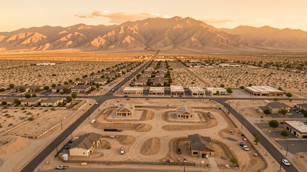 Aerial view of Hesperia, CA showing the local landscape and terrain relevant to drone survey operations
