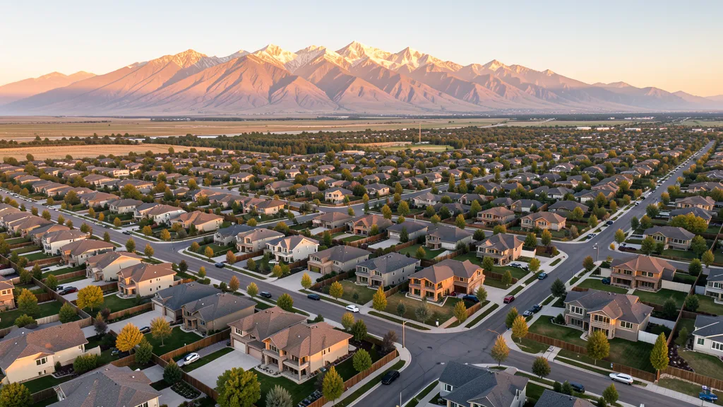 Aerial view of Highland, UT showing the local landscape and terrain relevant to aerial imaging operations
