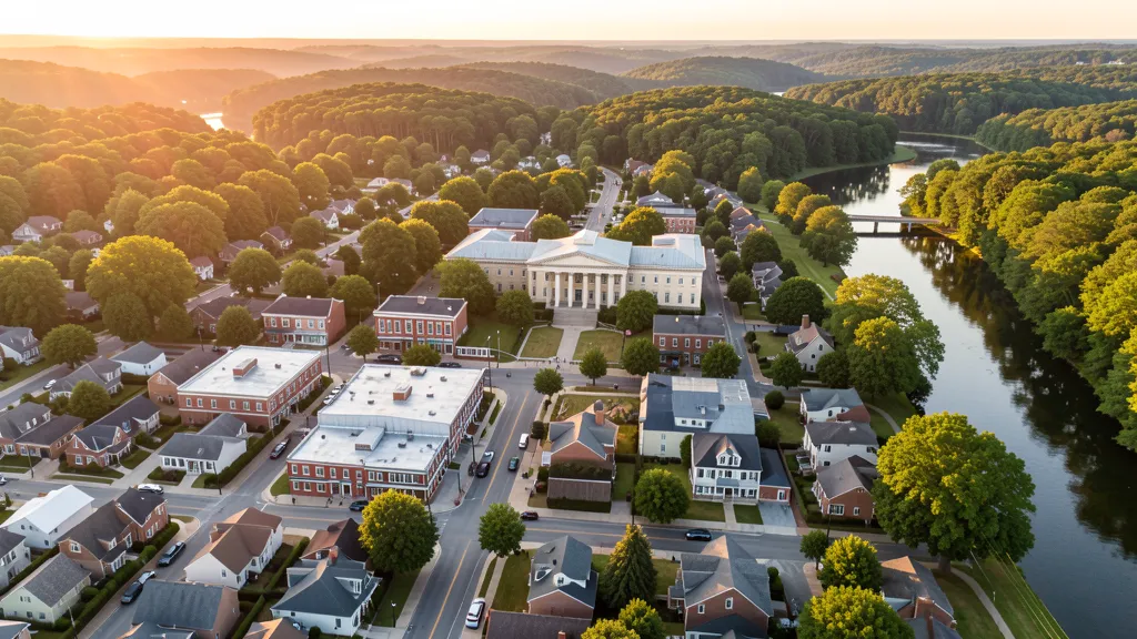 Aerial view of Hillsborough, NC showing the local landscape and terrain relevant to drone survey operations