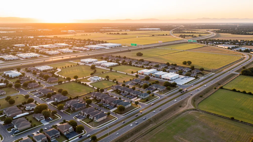 Aerial view of Hutto, TX showing the local landscape and terrain relevant to aerial imaging operations