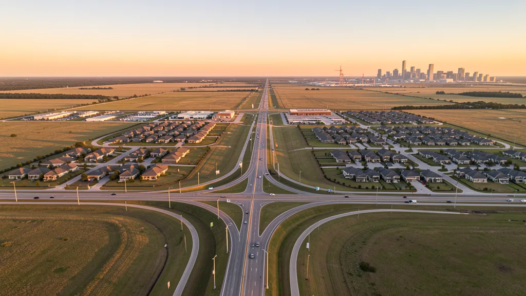 Aerial view of Katy, TX showing the local landscape and terrain relevant to aerial imaging operations