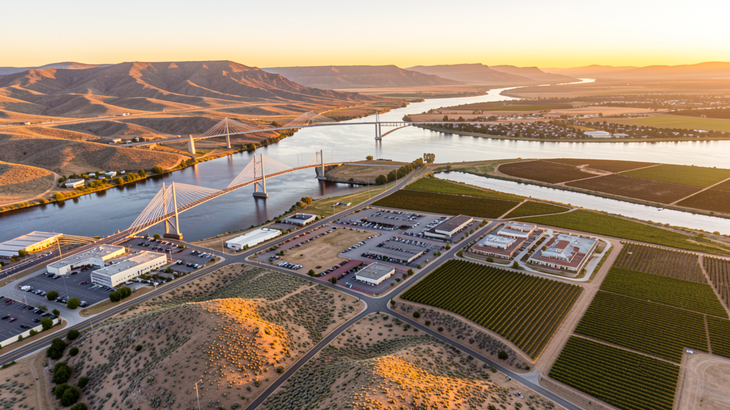 Aerial view of Kennewick, WA showing the local landscape and terrain relevant to drone survey operations