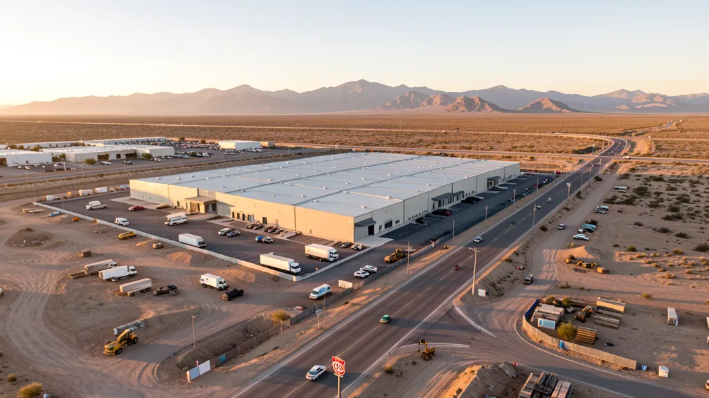 aerial imaging in progress at a construction site in Kingman, AZ with local terrain visible