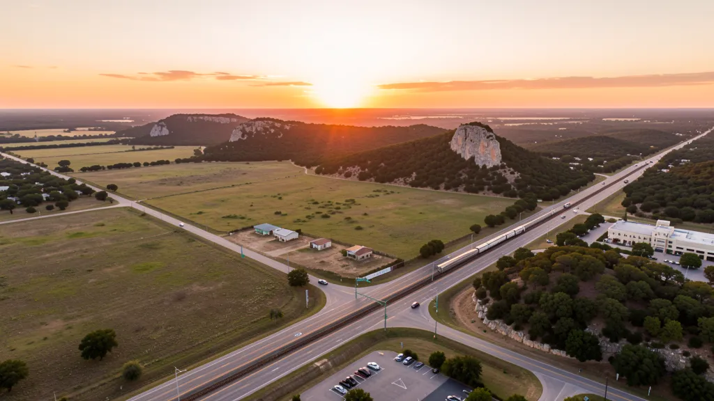Aerial view of Leander, TX showing the local landscape and terrain relevant to aerial imaging operations