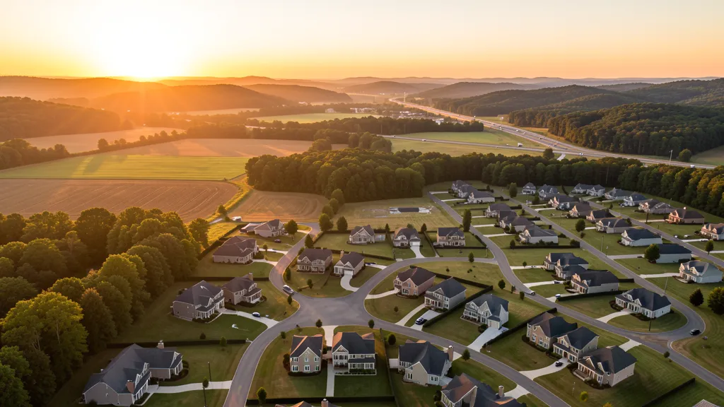 Aerial view of Lewisville, NC showing the local landscape and terrain relevant to drone survey operations