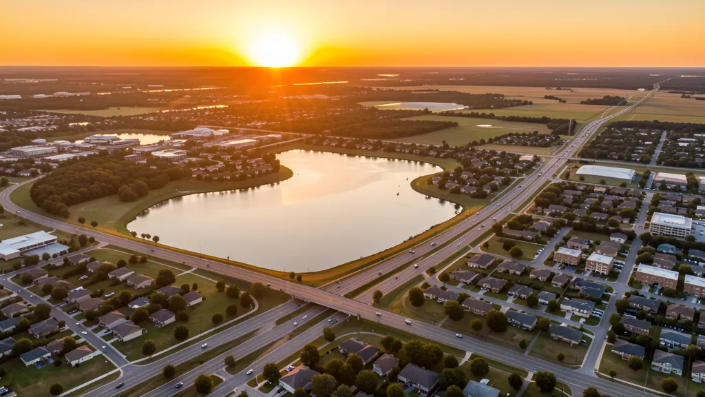 Aerial view of Lewisville, TX showing the local landscape and terrain relevant to aerial imaging operations