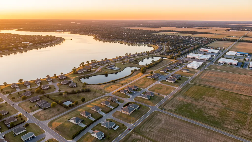 Aerial view of Little Elm, TX showing the local landscape and terrain relevant to aerial imaging operations