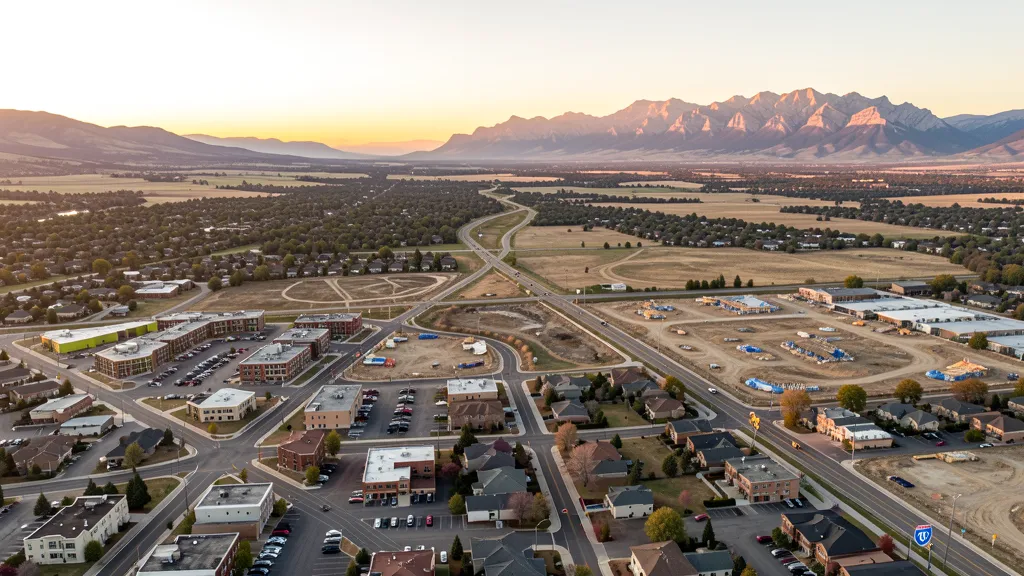 Aerial view of Louisville, CO showing the local landscape and terrain relevant to aerial imaging operations